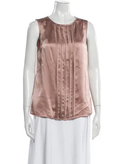 Pre-owned J Mendel Silk Crew Neck Top In Pink
