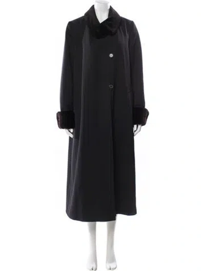 Pre-owned J Mendel Silk Faux Fur Coat In Black