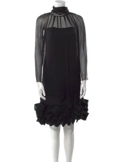 Pre-owned J Mendel Silk Knee-length Dress In Black