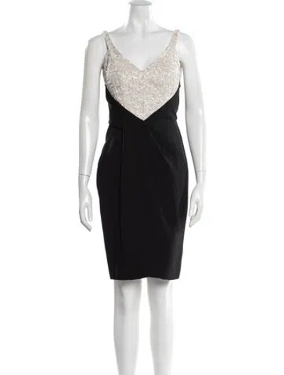 Pre-owned J Mendel Silk Knee-length Dress In Black