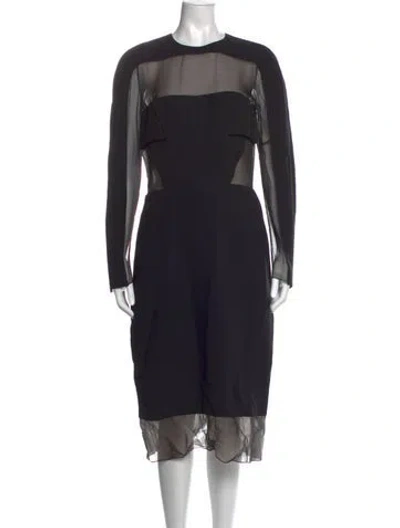 Pre-owned J Mendel Silk Knee-length Dress In Black