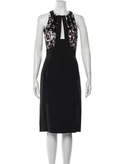Pre-owned J Mendel Silk Knee-length Dress In Black