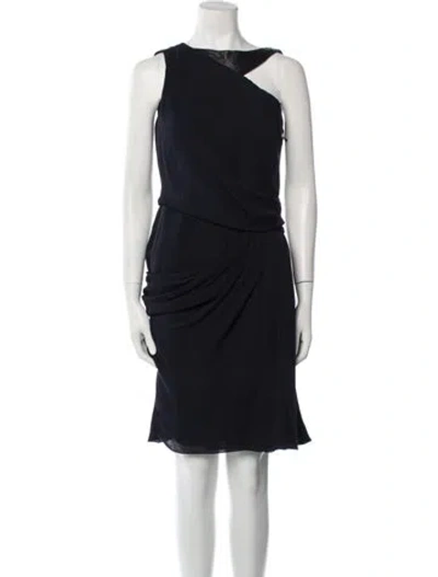 Pre-owned J Mendel Silk Knee-length Dress In Blue