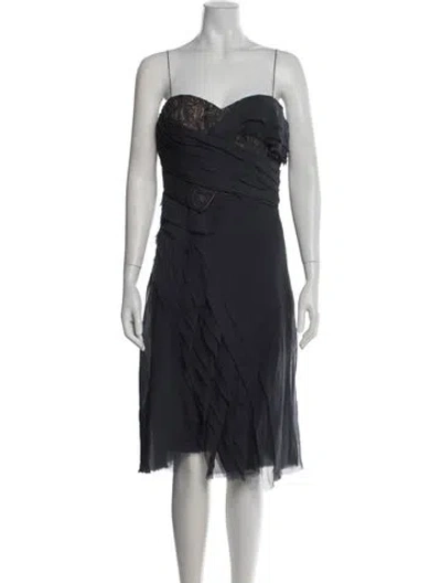 Pre-owned J Mendel Silk Knee-length Dress In Blue