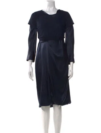 Pre-owned J Mendel Silk Knee-length Dress In Blue