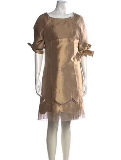 Pre-owned J Mendel Silk Knee-length Dress In Brown