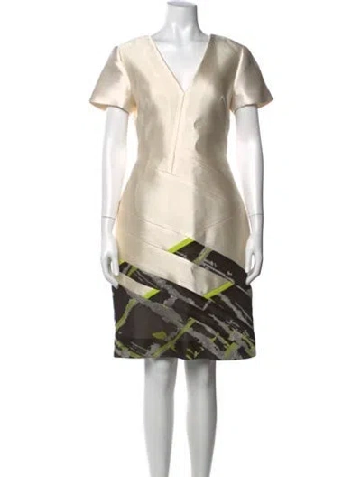 Pre-owned J Mendel Silk Knee-length Dress In Neutral