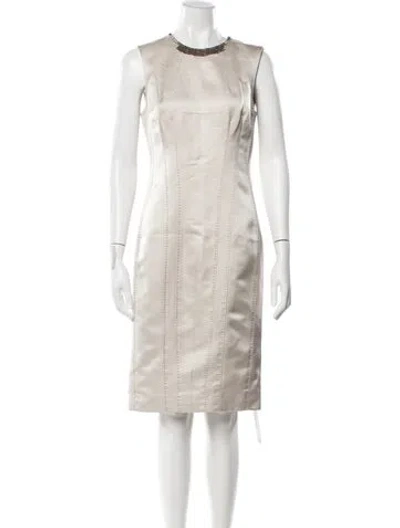 Pre-owned J Mendel Silk Knee-length Dress In Neutrals