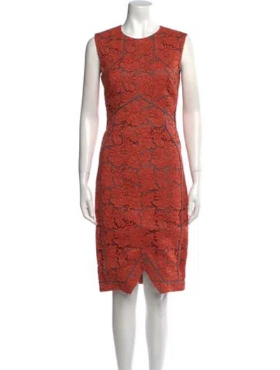 Pre-owned J Mendel Silk Knee-length Dress In Orange
