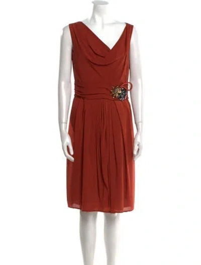Pre-owned J Mendel Silk Knee-length Dress In Orange