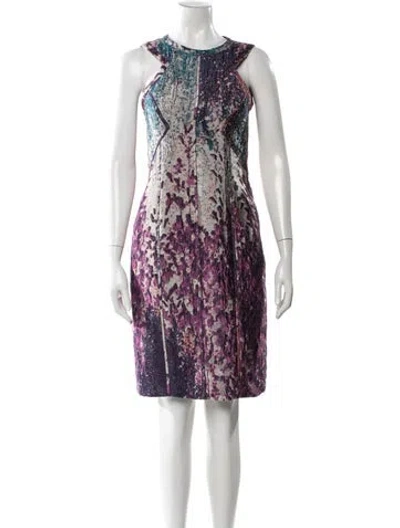 Pre-owned J Mendel Silk Knee-length Dress In Purple