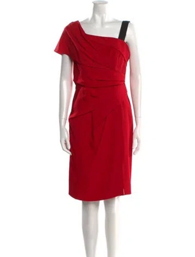 Pre-owned J Mendel Silk Knee-length Dress In Red