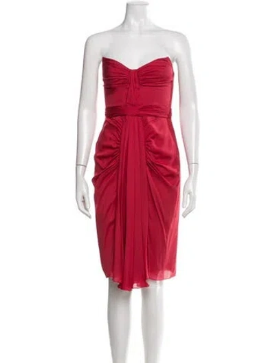 Pre-owned J Mendel Silk Knee-length Dress In Red