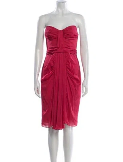 Pre-owned J Mendel Silk Knee-length Dress In Red