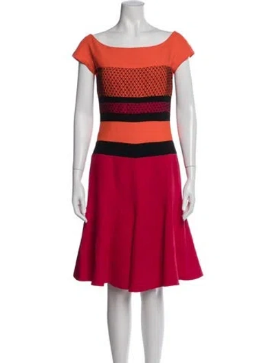 Pre-owned J Mendel Silk Knee-length Dress In Red