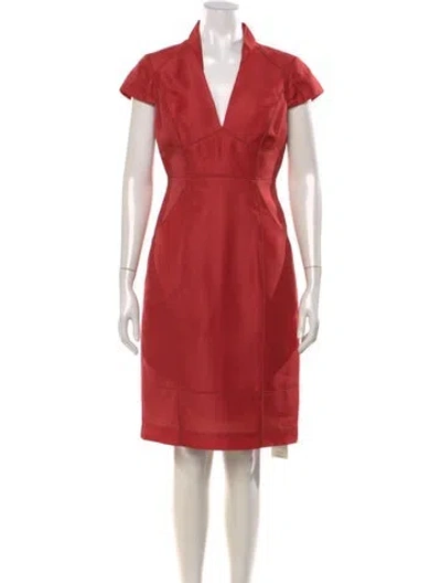 Pre-owned J Mendel Silk Knee-length Dress In Red