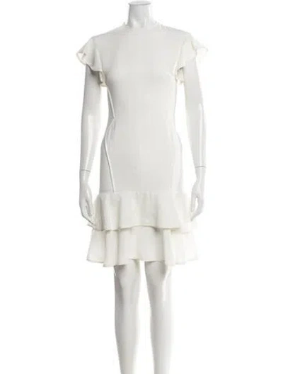 Pre-owned J Mendel Silk Knee-length Dress In White