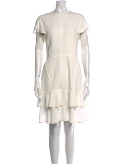 Pre-owned J Mendel Silk Knee-length Dress In White