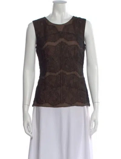 Pre-owned J Mendel Silk Lace Pattern Blouse In Brown