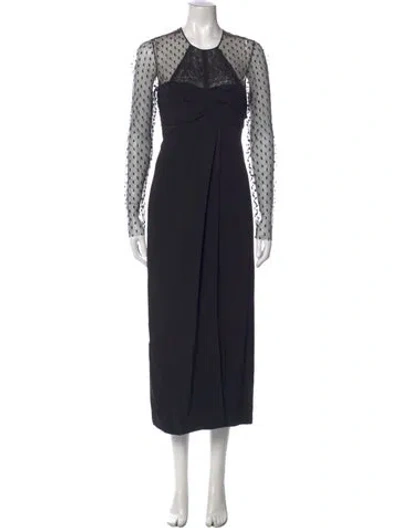 Pre-owned J Mendel Silk Long Dress In Black