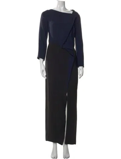 Pre-owned J Mendel Silk Long Dress In Black