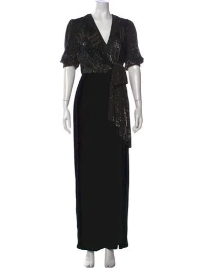 Pre-owned J Mendel Silk Long Dress In Black