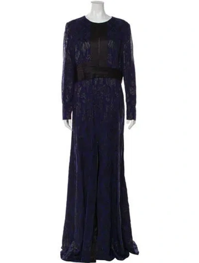 Pre-owned J Mendel Silk Long Dress In Blue