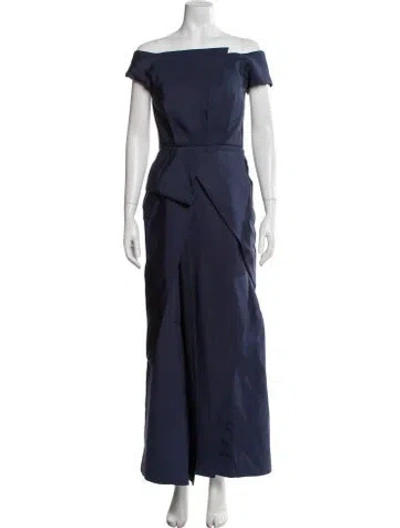 Pre-owned J Mendel Silk Long Dress In Blue