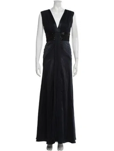 Pre-owned J Mendel Silk Long Dress In Blue
