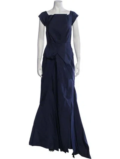Pre-owned J Mendel Silk Long Dress In Blue