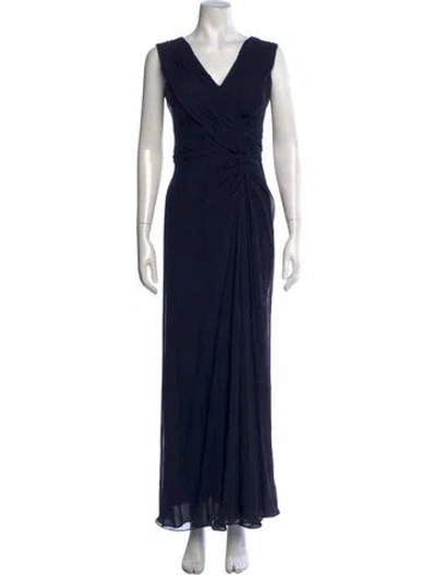 Pre-owned J Mendel Silk Long Dress In Blue