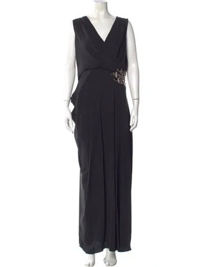 Pre-owned J Mendel Silk Long Dress In Brown