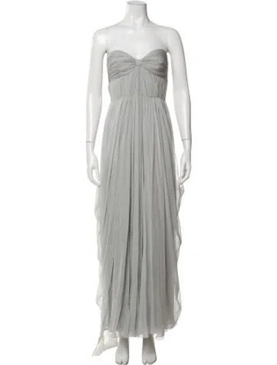 Pre-owned J Mendel Silk Long Dress In Gray
