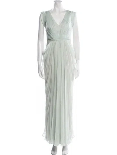 Pre-owned J Mendel Silk Long Dress In Green