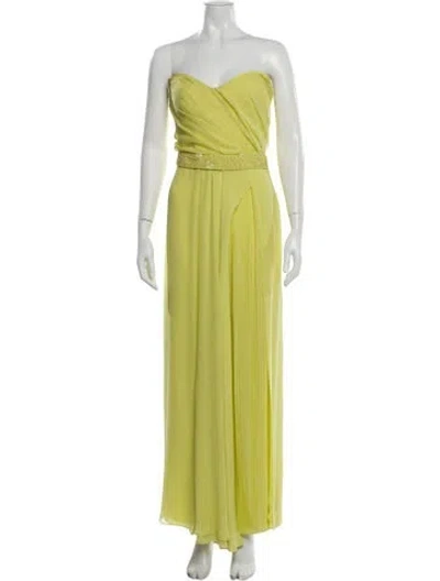 Pre-owned J Mendel Silk Long Dress In Green