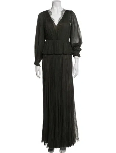 Pre-owned J Mendel Silk Long Dress In Green
