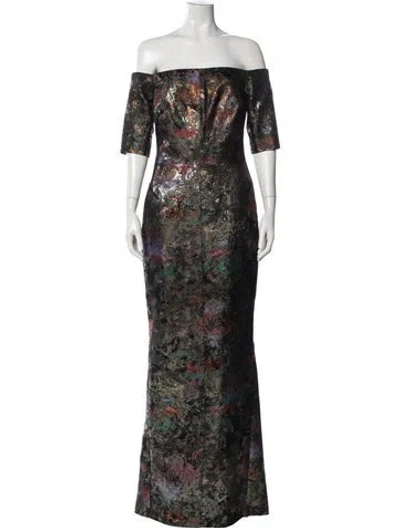 Pre-owned J Mendel Silk Long Dress In Green