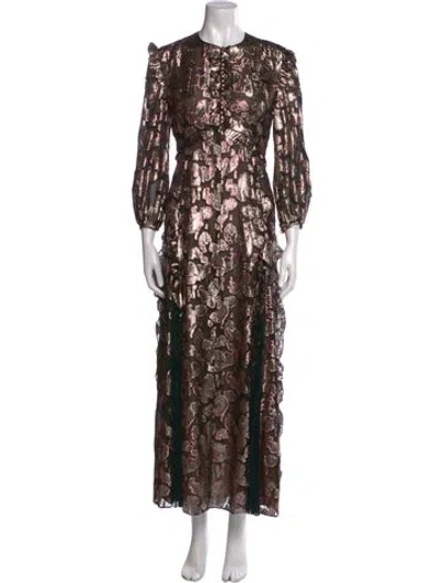 Pre-owned J Mendel Silk Long Dress In Multi