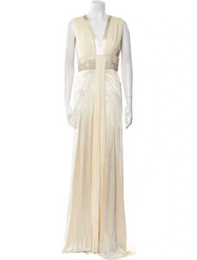 Pre-owned J Mendel Silk Long Dress In Neutral