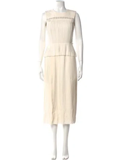 Pre-owned J Mendel Silk Long Dress In Neutral