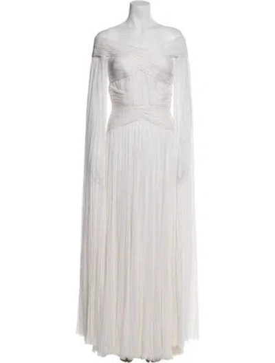 Pre-owned J Mendel Silk Long Dress In Neutral