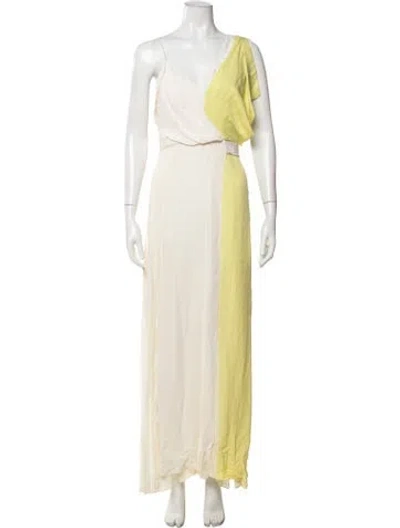 Pre-owned J Mendel Silk Long Dress In Neutral