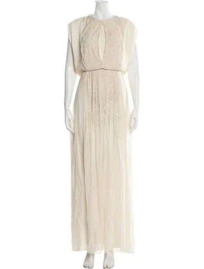 Pre-owned J Mendel Silk Long Dress In Neutrals