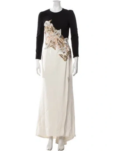 Pre-owned J Mendel Silk Long Dress In Neutrals