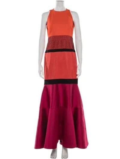 Pre-owned J Mendel Silk Long Dress In Orange