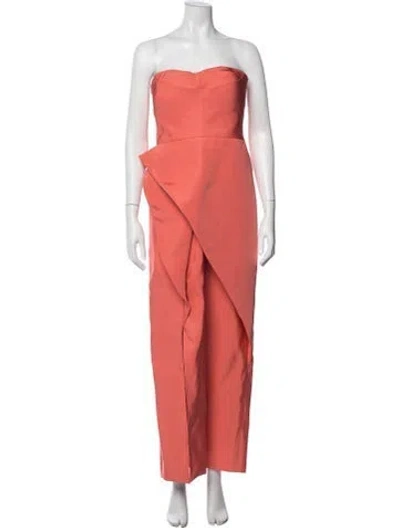 Pre-owned J Mendel Silk Long Dress In Orange