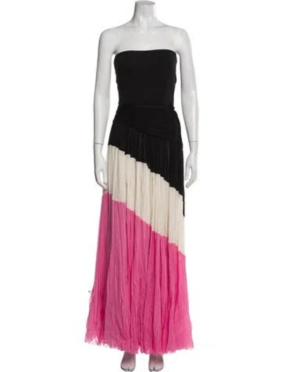 Pre-owned J Mendel Silk Long Dress In Pink