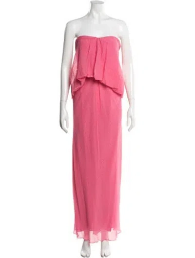 Pre-owned J Mendel Silk Long Dress In Pink