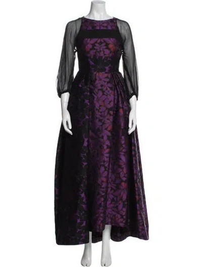 Pre-owned J Mendel Silk Long Dress In Purple