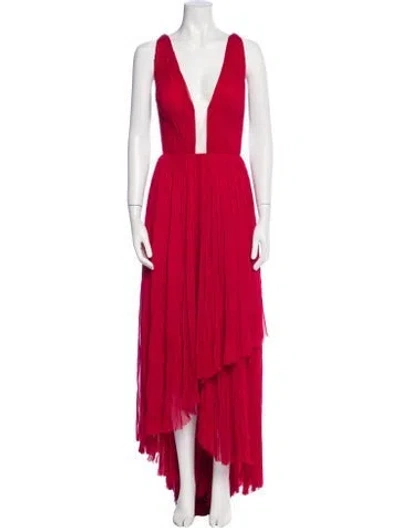 Pre-owned J Mendel Silk Long Dress In Red